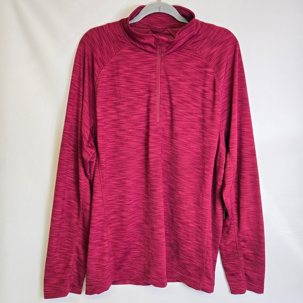 Levelwear Lightweight Athletic Quarter Zip Pullover Athleisure Casual Red XL